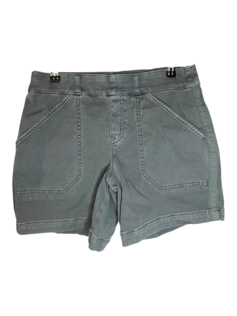 SPANX Army Green Utility High Rise Patch Pocket Casual Stretchy Shorts
